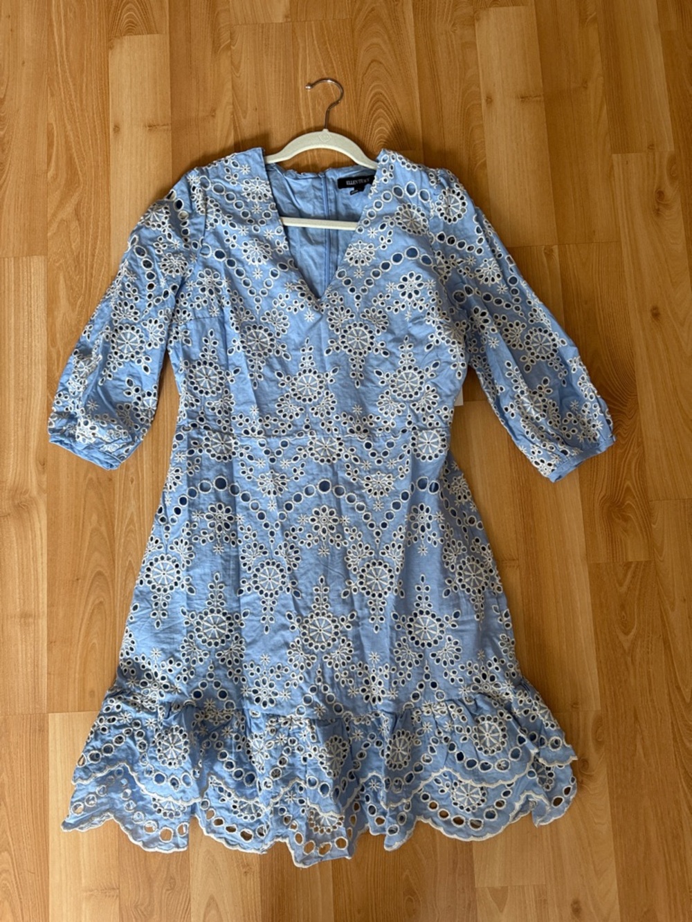 Ellen Tracy Light Blue Eyelet Midi Dress